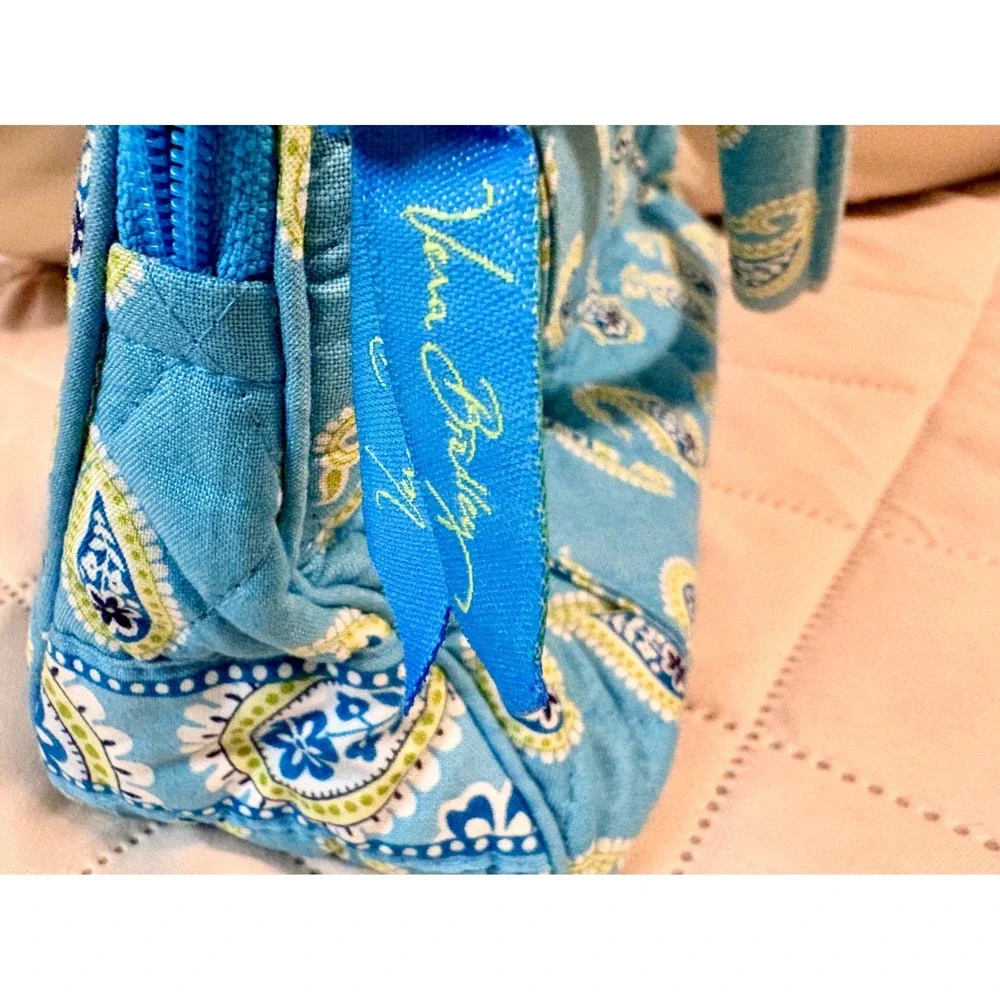 Vera Bradley Blue Paisley Quilted Satchel Handbag Top‎ Handle Tortoise Buckle